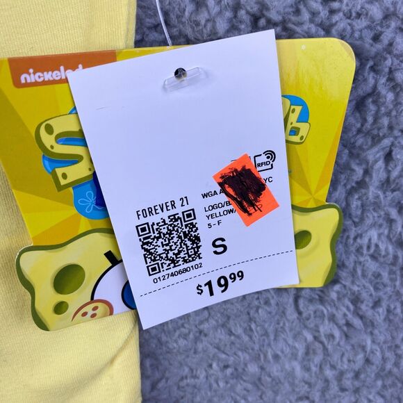 SpongeBob SquarePants Womens T-Shirt Cross & Bones Yellow  Sz S Nickelodeon NWT - Picture 6 of 15